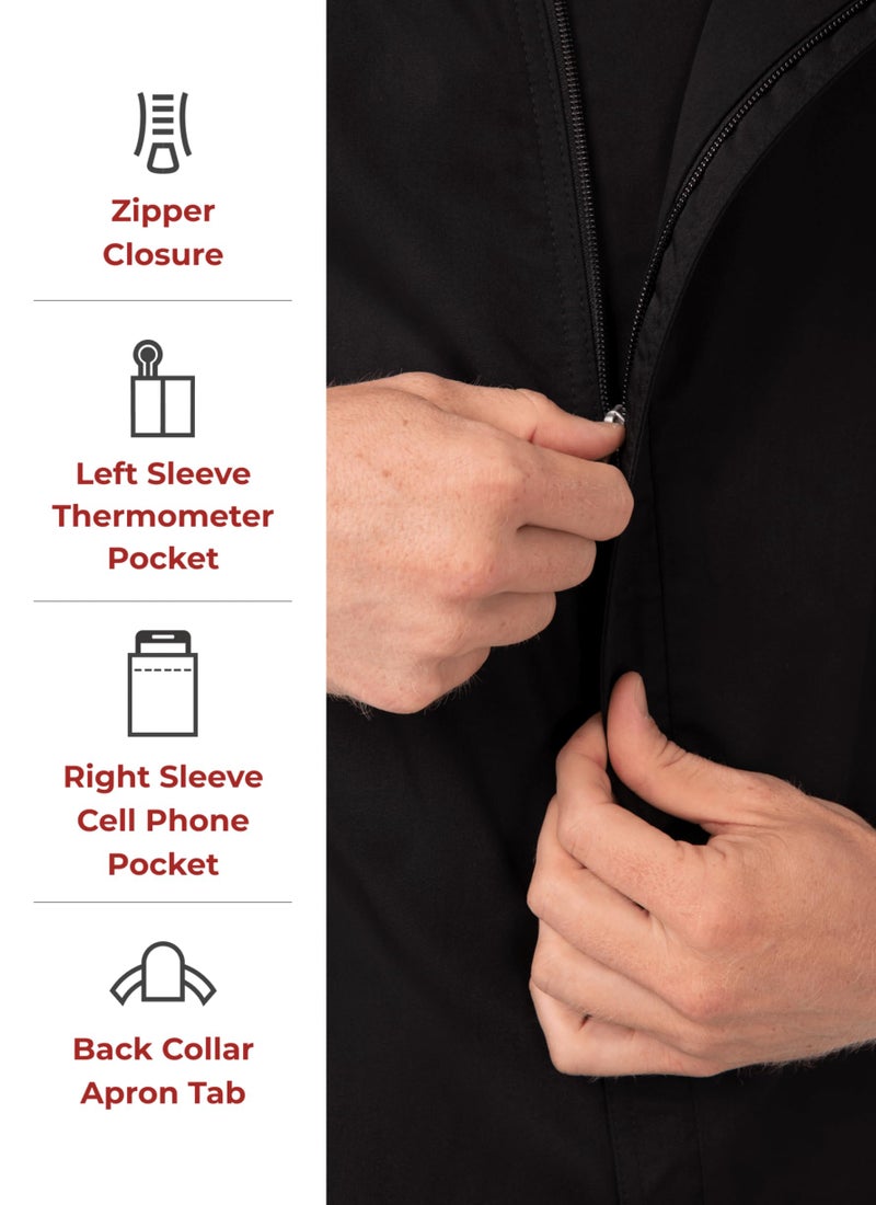 Chef Works Men's Hartford Chef Coat, Black, Large - Image 3